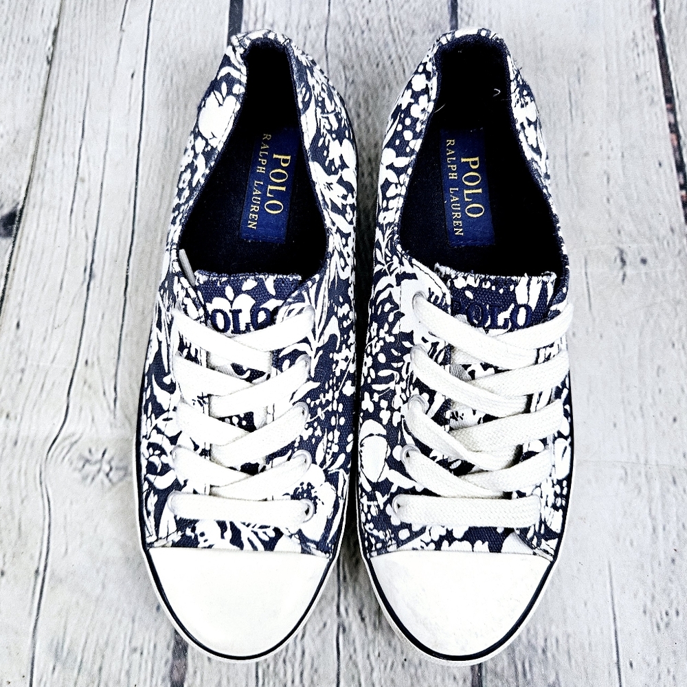 POLO RALPH LAUREN | Parnell floral flower design lace-up casual sneakers shoes